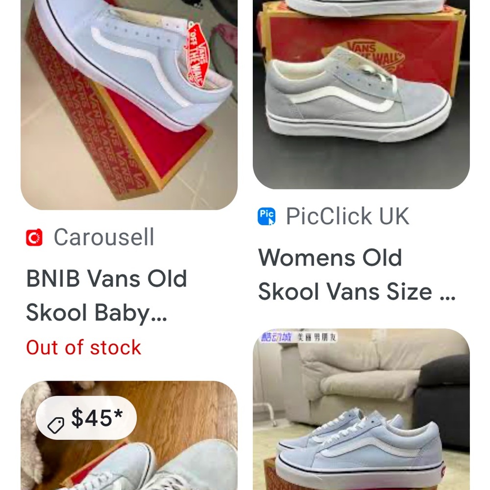 Old school baby blue front/true white size 9 1/2 vans tennis shoes just like New